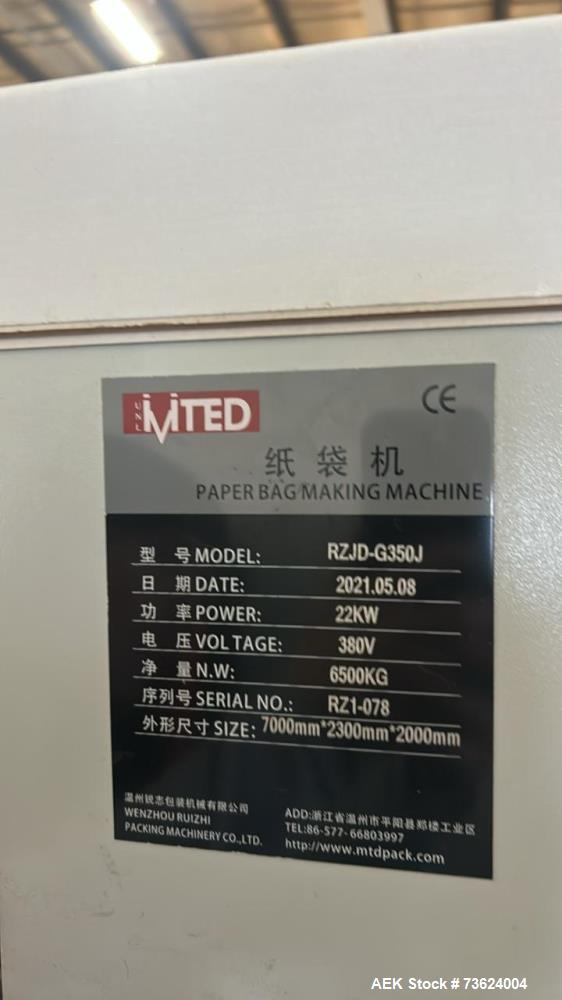 Used Wenzhou RZJD-350J Paper Bag Making Machine with Window Unit & Hot Melt Glue System