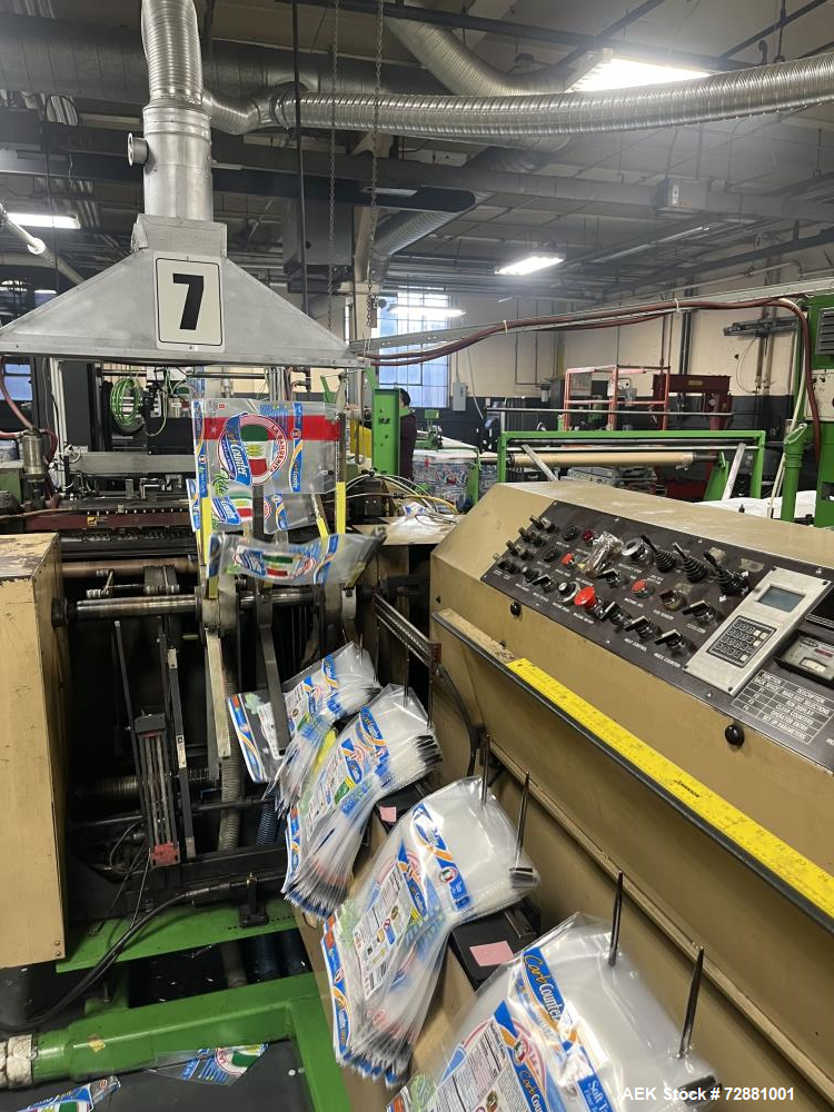 Used Ro-An Polystar 9000 Wicketer Bag Machine; Servo Powered; Sideweld Flat Bags; Draw lengths of: 6", 9", 12"; Material thickness: 3 mil; 50/60 H2 3 Phase with plant ground 45 AMP Service; 10 HP Tur...