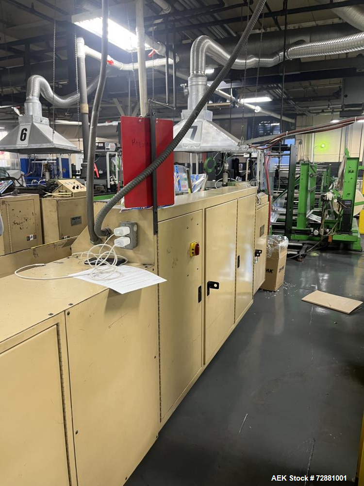 Used Ro-An Polystar 9000 Wicketer Bag Machine; Servo Powered; Sideweld Flat Bags; Draw lengths of: 6", 9", 12"; Material thickness: 3 mil; 50/60 H2 3 Phase with plant ground 45 AMP Service; 10 HP Tur...