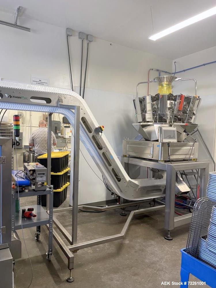 Used ActionPac APR360 Z/8 Rotary Pouch Packaging Machine with Scale & Elevator