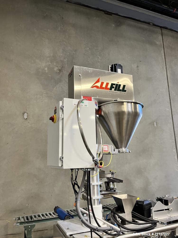Used All Fill B100PM Premade Pouch Machine with SV600 auger filler and secondary vibratory feeder. Accepts bag sizes 4" to 12" Wide x 5" to 16", Scale is capable up to 3 pounds fill. System consists ...