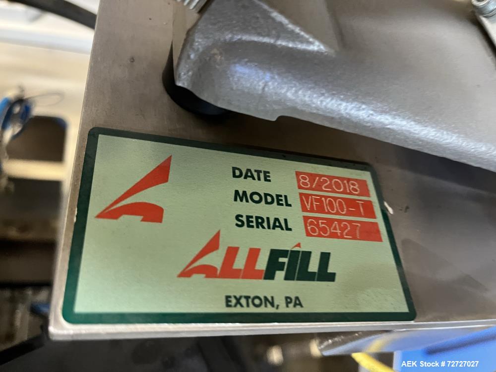 Used All Fill B100PM Premade Pouch Machine with SV600 auger filler and secondary vibratory feeder. Accepts bag sizes 4" to 12" Wide x 5" to 16", Scale is capable up to 3 pounds fill. System consists ...