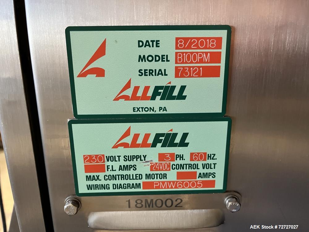 Used All Fill B100PM Premade Pouch Machine with SV600 auger filler and secondary vibratory feeder. Accepts bag sizes 4" to 12" Wide x 5" to 16", Scale is capable up to 3 pounds fill. System consists ...