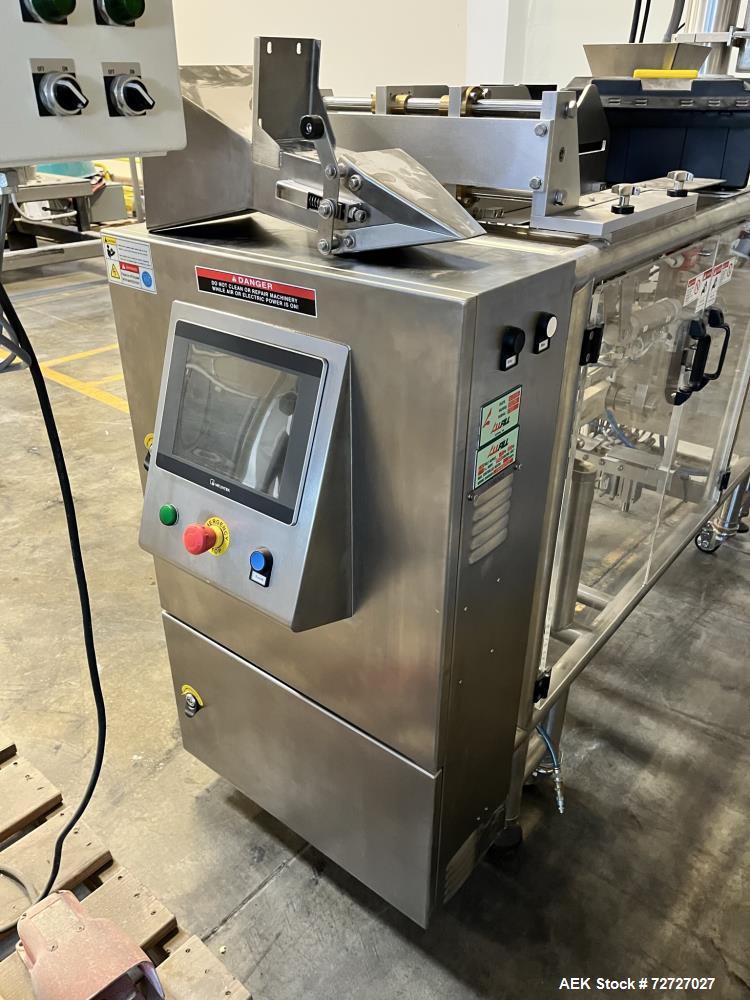 Used All Fill B100PM Premade Pouch Machine with SV600 auger filler and secondary vibratory feeder. Accepts bag sizes 4" to 12" Wide x 5" to 16", Scale is capable up to 3 pounds fill. System consists ...