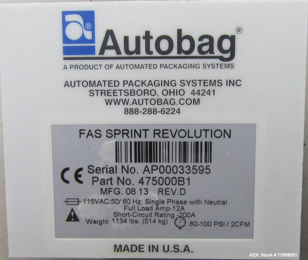 Automated Packaging Systems Sprint Revolution Bagger – Stainless Steel, Used