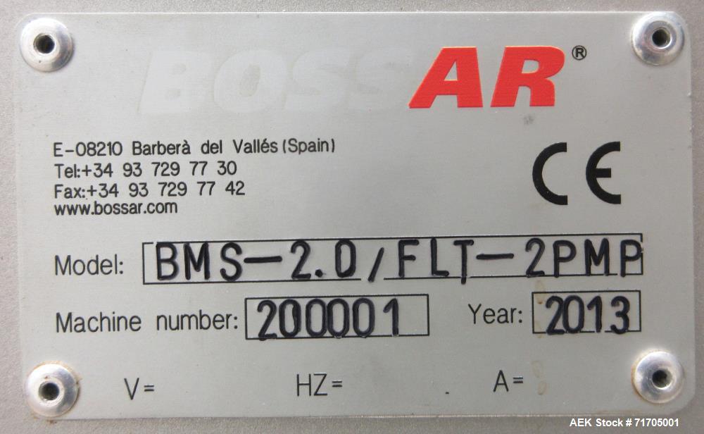 Used Bossar BMS-2.0/FLT-2PMP Simplex Duplex Horizontal Form Fill Seal Machine