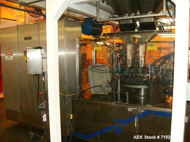Used Laudenberg Duplex Pre-Made Pouch Machine, Model FBM20. Max width pouches up to 115 mm, min 60 mm, length at present 7.5", speed 40-45 cycles. Includes: pouch infeed conveyor, (2) dual discharge ...