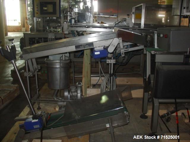 Used Laudenberg Duplex Pre-Made Pouch Machine, Model FBM20. Max width pouches up to 115 mm, min 60 mm, length at present 7.5", speed 40-45 cycles. Includes: pouch infeed conveyor, (2) dual discharge ...