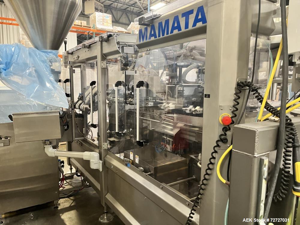 Used- Mamata Model PFS-250 Premade Pouch Machine. Capable of speeds up to 55 per minute (depending on size and application)....