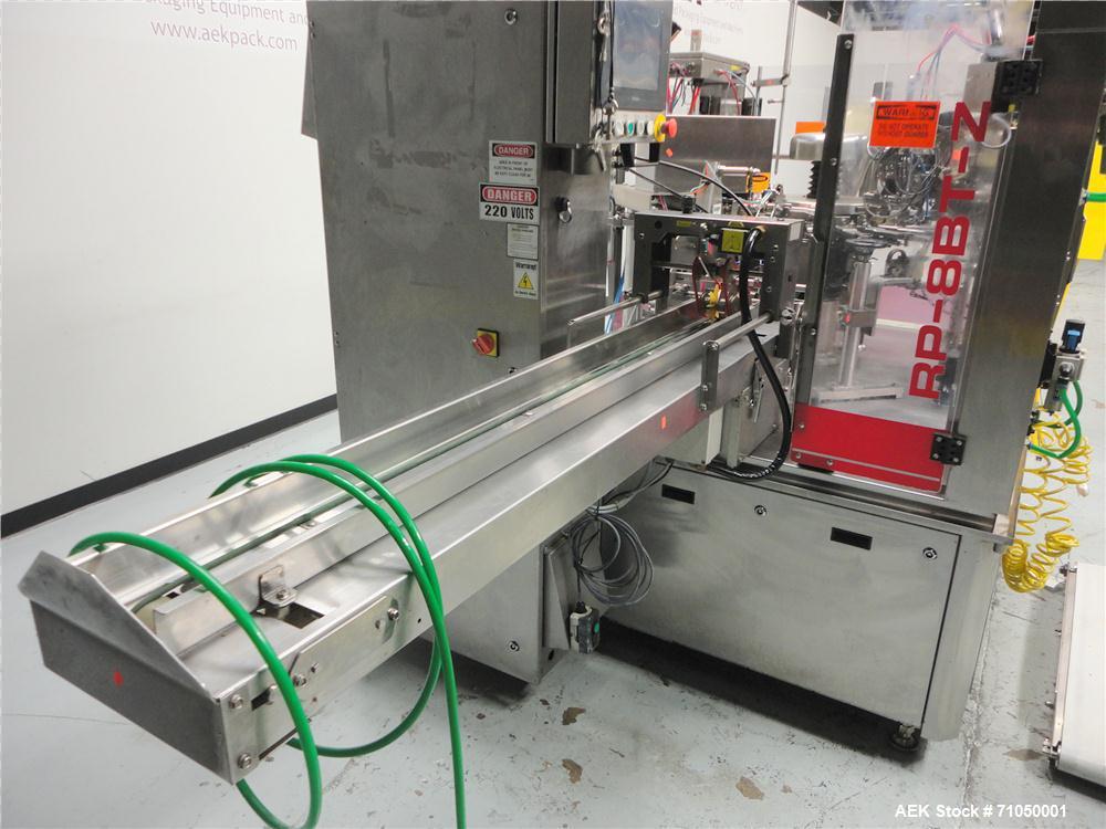Used PSG Lee Model RP-8BT-Z Premade Pouch Filler/Sealer. Designed for pouches with gusset stand-up bottom, and with zipper seal. Pouch size range: 3.9" - 9.4" pouch width, maximum 13.8" pouch height....