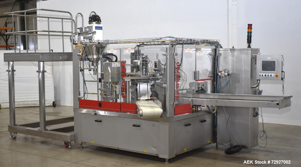 Used- PSG Lee Model RP-8TZ-30 Rotary Fill &Seal Premade Pouch Packager with Auger Filler. Machine is capable of speeds from ...