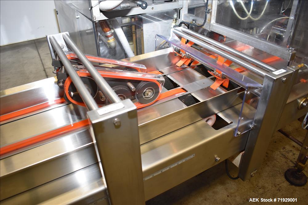 Used Roberts Model IMP-1500 Horizontal Pre Form Pouch Machine. Capable of speeds up to 50 pouches per minute (depending on application, bag size and product fill). Bag size range: 4" - 12" or 100mm -...