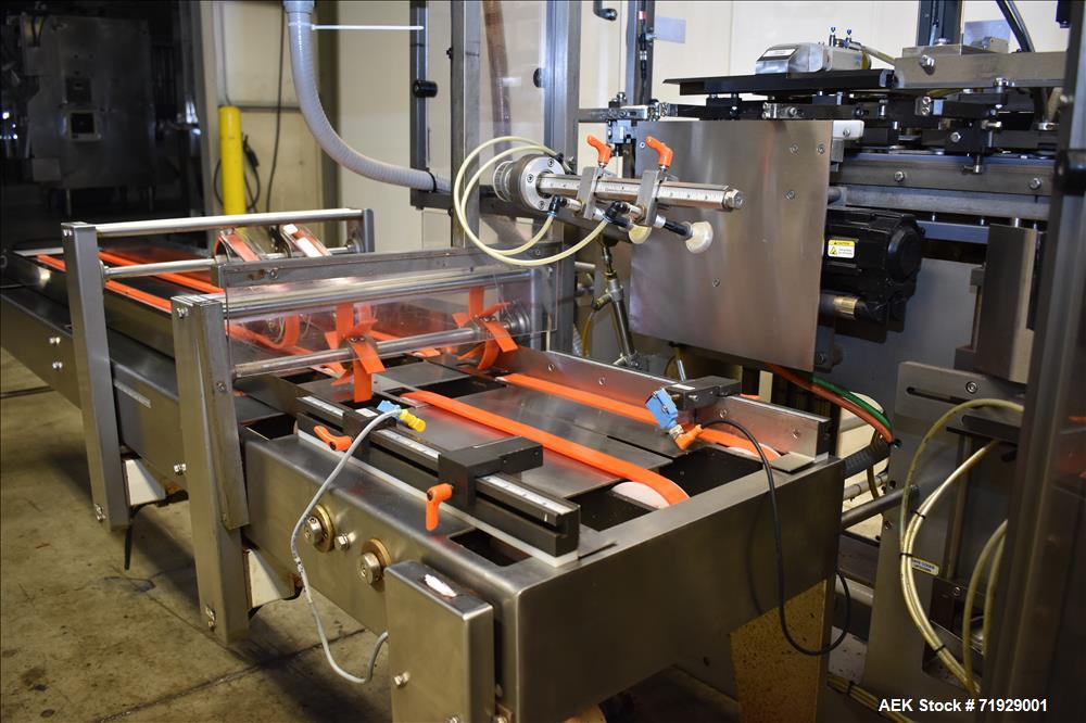 Used Roberts Model IMP-1500 Horizontal Pre Form Pouch Machine. Capable of speeds up to 50 pouches per minute (depending on application, bag size and product fill). Bag size range: 4" - 12" or 100mm -...