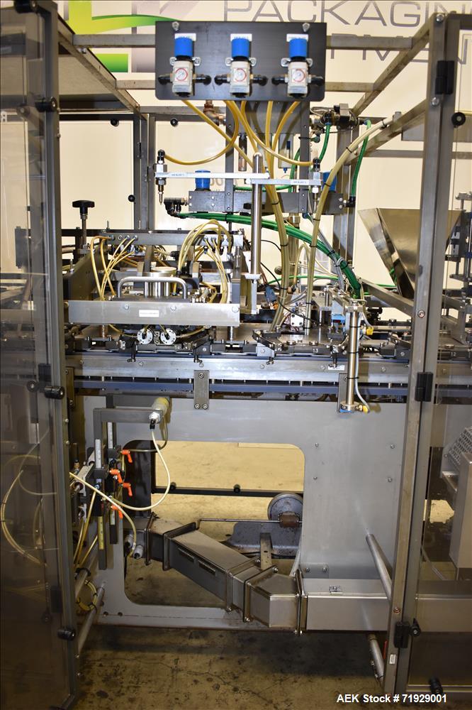 Used Roberts Model IMP-1500 Horizontal Pre Form Pouch Machine. Capable of speeds up to 50 pouches per minute (depending on application, bag size and product fill). Bag size range: 4" - 12" or 100mm -...