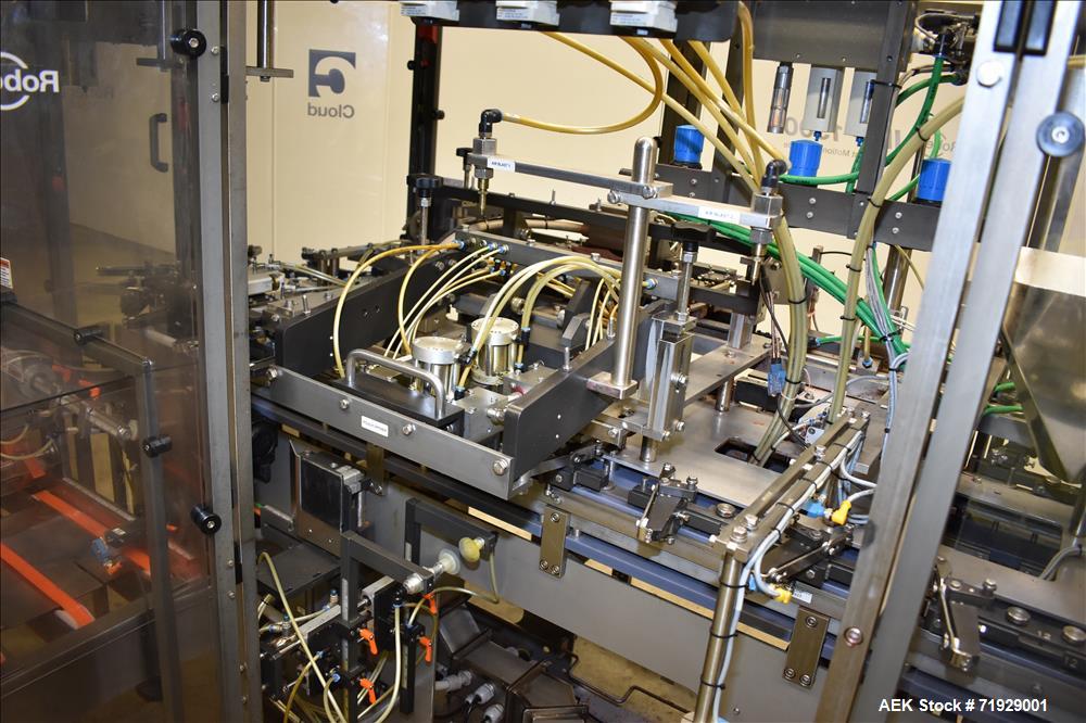 Used Roberts Model IMP-1500 Horizontal Pre Form Pouch Machine. Capable of speeds up to 50 pouches per minute (depending on application, bag size and product fill). Bag size range: 4" - 12" or 100mm -...