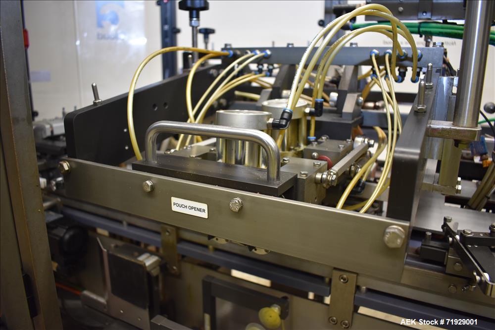 Used Roberts Model IMP-1500 Horizontal Pre Form Pouch Machine. Capable of speeds up to 50 pouches per minute (depending on application, bag size and product fill). Bag size range: 4" - 12" or 100mm -...