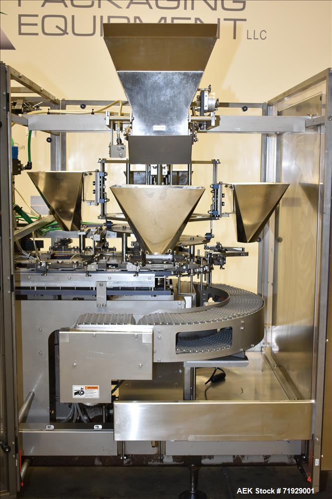 Used Roberts Model IMP-1500 Horizontal Pre Form Pouch Machine. Capable of speeds up to 50 pouches per minute (depending on application, bag size and product fill). Bag size range: 4" - 12" or 100mm -...