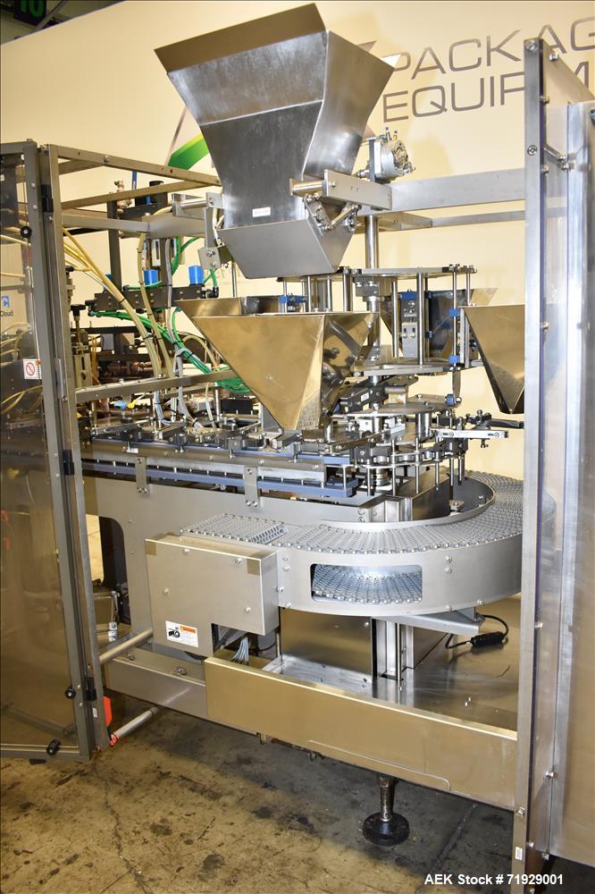 Used- Roberts Model IMP-1500 Horizontal Pre Form Pouch Machine. Capable of speeds up to 50 pouches per minute (depending on ...