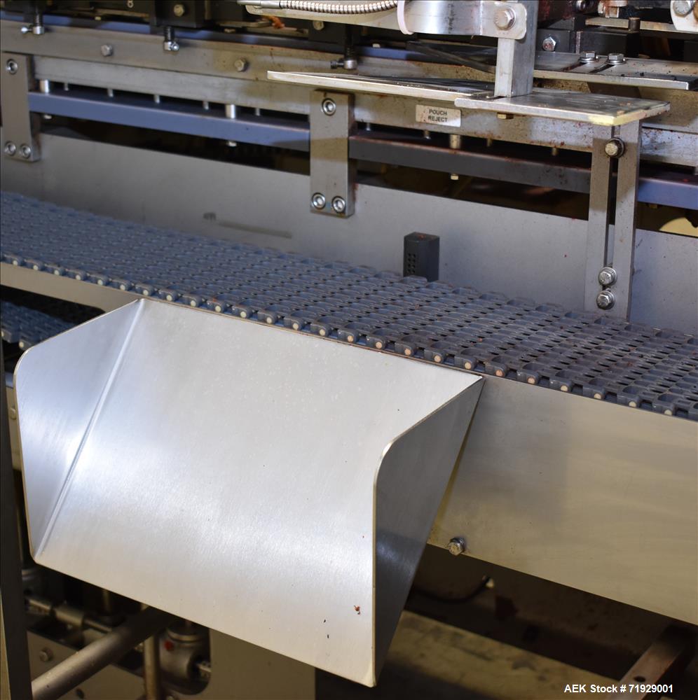 Used Roberts Model IMP-1500 Horizontal Pre Form Pouch Machine. Capable of speeds up to 50 pouches per minute (depending on application, bag size and product fill). Bag size range: 4" - 12" or 100mm -...