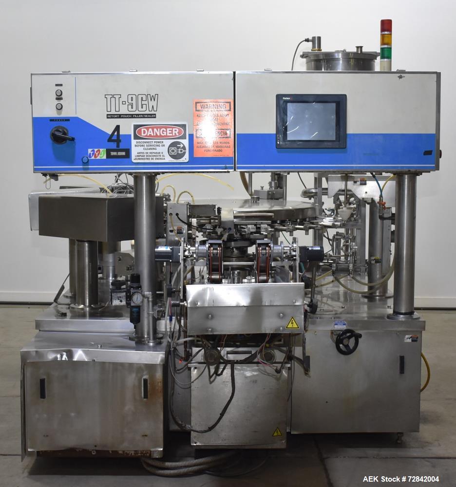 Used-Toyo Jidoki Horizontal Pre-Made Pouch Packager, Model TT9CW. Machine is rated for speeds up to 90 packages per minute. ...