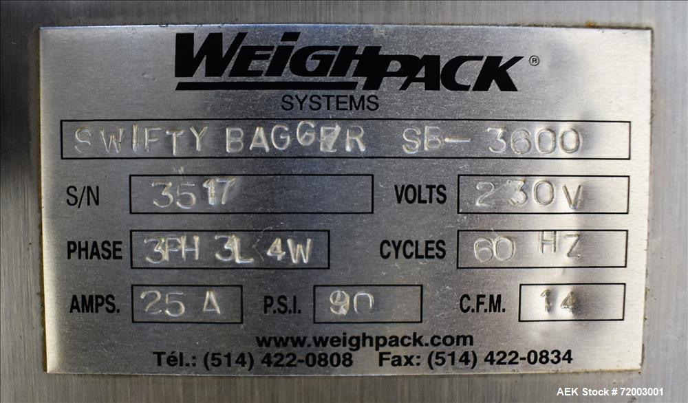 Used- WeighPack Systems Swifty Bagger Model 3600 Preformed Pouch Packager