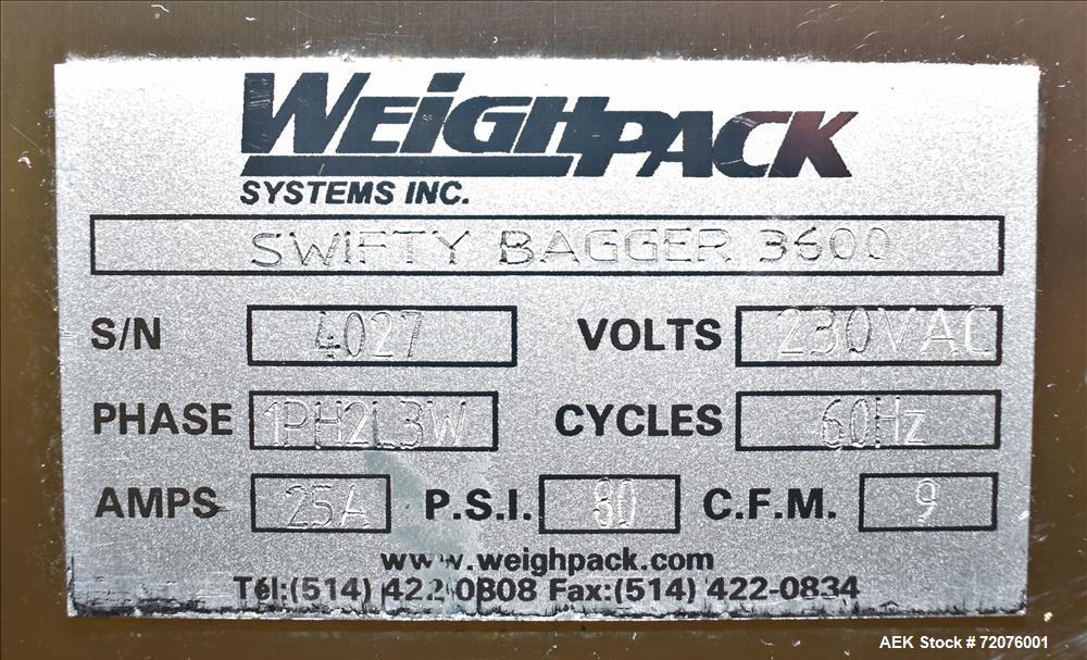 Used WeighPack Systems Swifty Bagger, Model 3600 Preformed Pouch Filler
