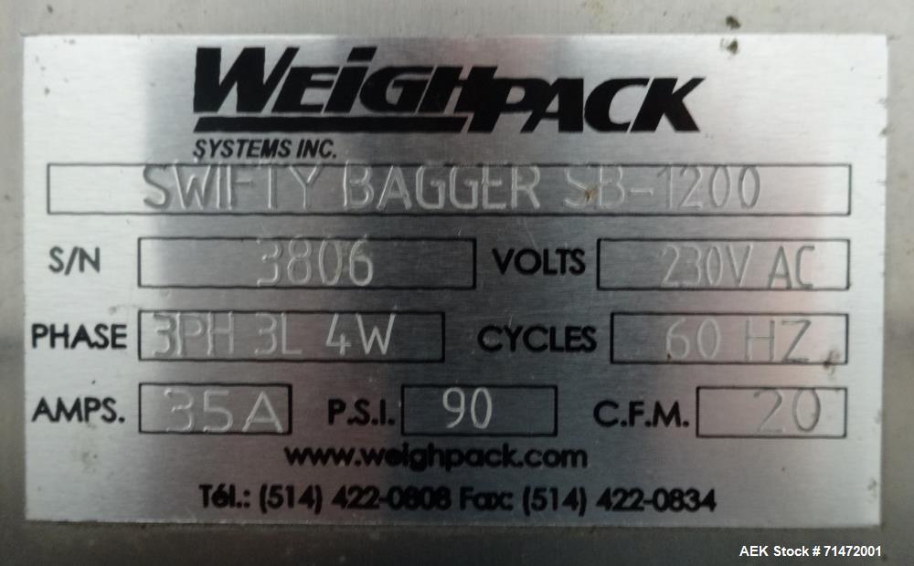 Used WeighPack Systems Swifty Bagger Model 1200 Preformed Pouch Packager
