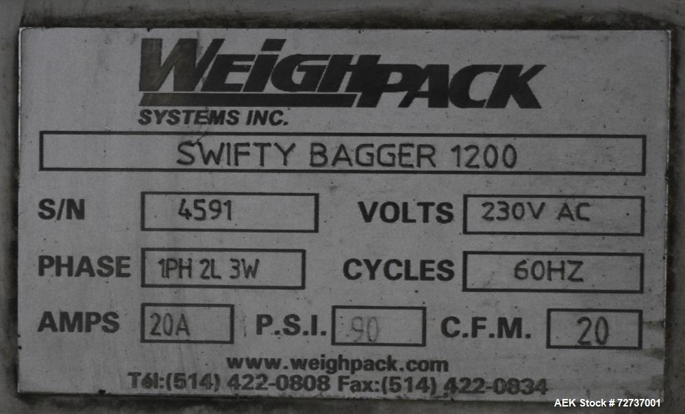 Weighpack Systems Swifty 1200 Automatic Premade Pouch/Bag Filler and Sealer w/Co