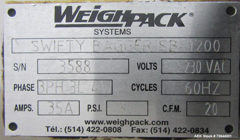 Used Swifty Bagger 1200 Preformed Bag Packaging Machine for Sale
