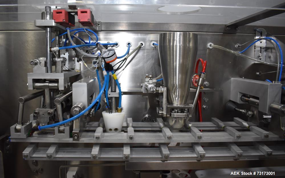 Used Weighpack Systems Swifty 3600 Horizontal Pre Made Bags/Pouch Filler and Sealer. Capable of speeds up to 45 bags per minute. Has a bag size range: 3.5" to 8" (width) x 5.5" to 20" (length). Has e...