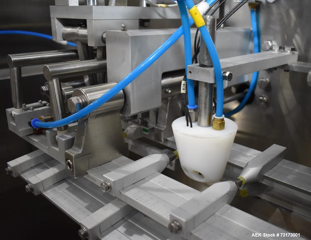 Used Weighpack Systems Swifty 3600 Horizontal Pre Made Bags/Pouch Filler and Sealer. Capable of speeds up to 45 bags per minute. Has a bag size range: 3.5" to 8" (width) x 5.5" to 20" (length). Has e...