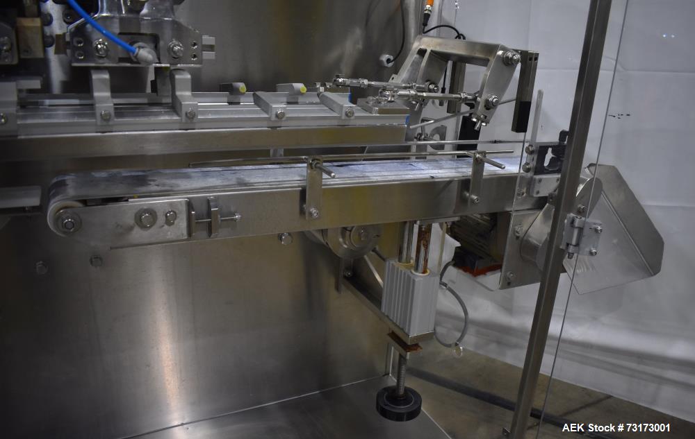 Used Weighpack Systems Swifty 3600 Horizontal Pre Made Bags/Pouch Filler and Sealer. Capable of speeds up to 45 bags per minute. Has a bag size range: 3.5" to 8" (width) x 5.5" to 20" (length). Has e...