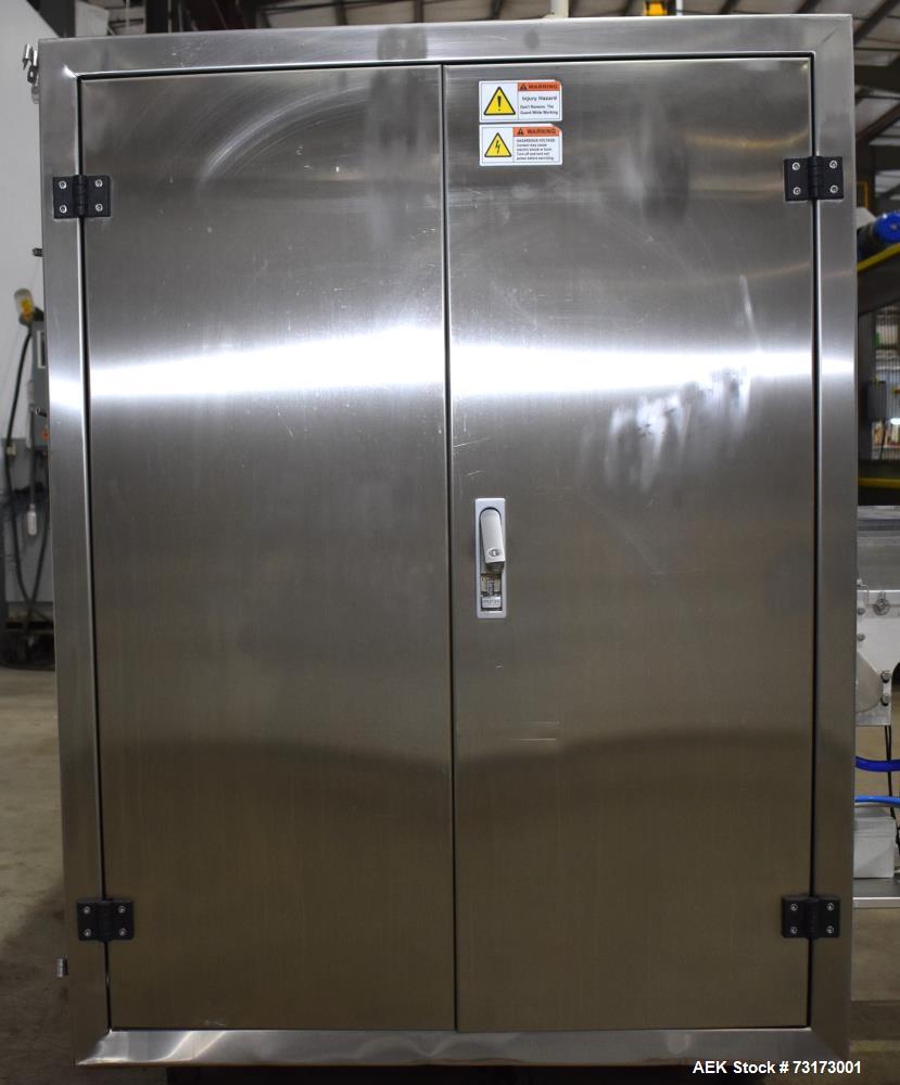 Used Weighpack Systems Swifty 3600 Horizontal Pre Made Bags/Pouch Filler and Sealer. Capable of speeds up to 45 bags per minute. Has a bag size range: 3.5" to 8" (width) x 5.5" to 20" (length). Has e...