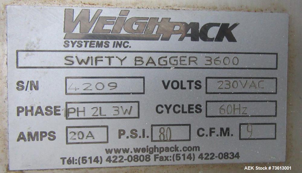 Year 2021 Weighpack Systems Swifty 3600 Bagging Machine – Horizontal Pouch Filler Sealer