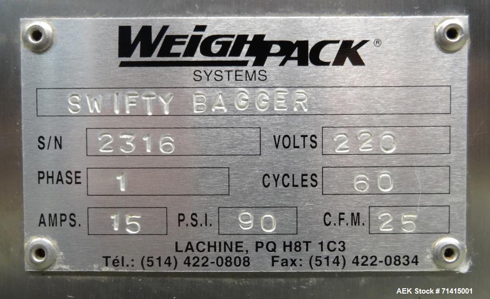 Used WeighPack Swifty Bagger Model 3600 Preformed Pouch Machine