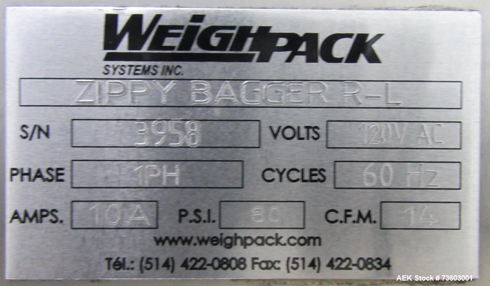Used Weighpack Systems Zippy Bagger – Wicketed Bag Packaging Machine, Up to 35 B