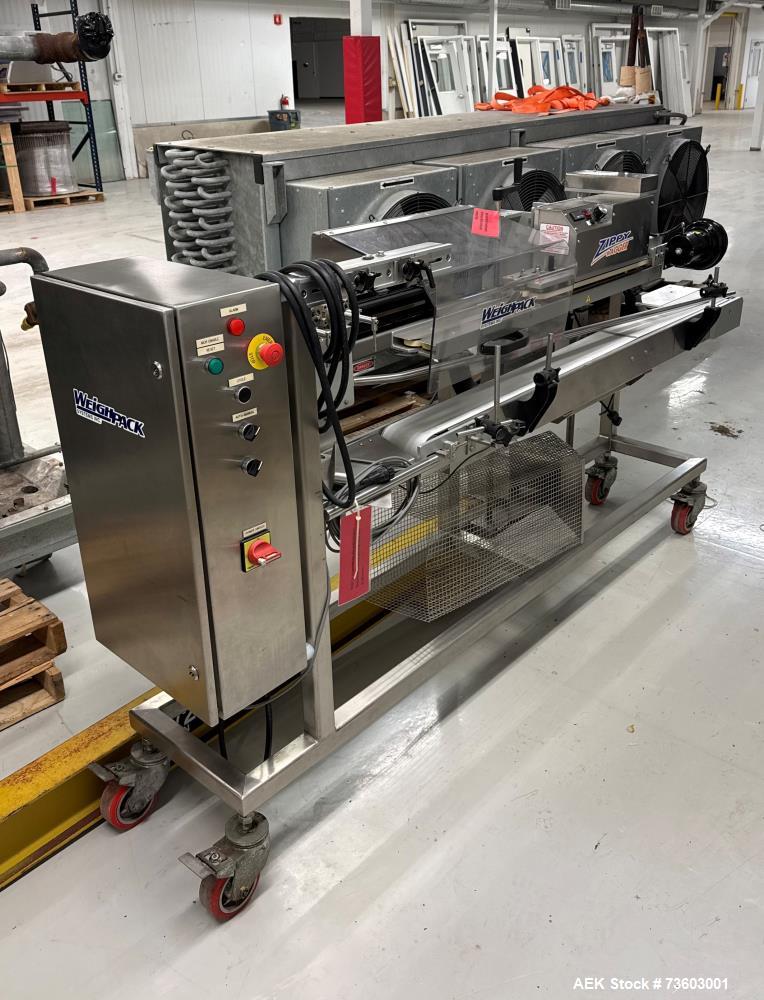 Used Weighpack Systems Model Zippy Bagger For Wicketed Bags. Capable of speeds up to 35 bags per minute (depending on application). Has a bag size range: 6" - 14" (width) x 6" - 20" (length). Capable...