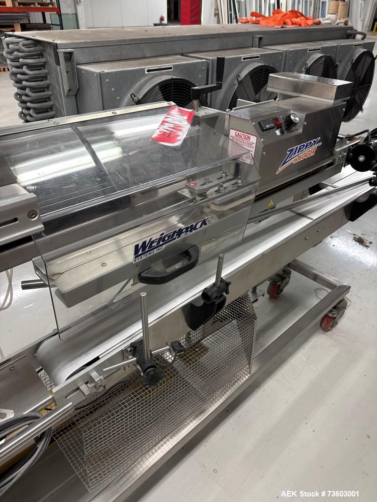 Used Weighpack Systems Model Zippy Bagger For Wicketed Bags. Capable of speeds up to 35 bags per minute (depending on application). Has a bag size range: 6" - 14" (width) x 6" - 20" (length). Capable...