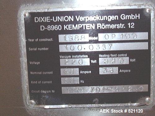 USED: Dixie DP-100 form-fill-seal horizontal single lane packaging machine, stainless steel contact parts.