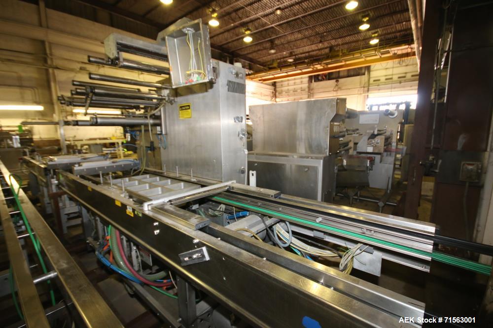 Used 1997 MultiVac R530 Horizontal Form, Fill and Seal Vacuum Packaging Machine, S/N 1031 with Busch 20 hp Vacuum Pump, Spare Lift, Controls - 220 V, 3 Phase, GE 45 KVA Transformer - Consists of (2) ...