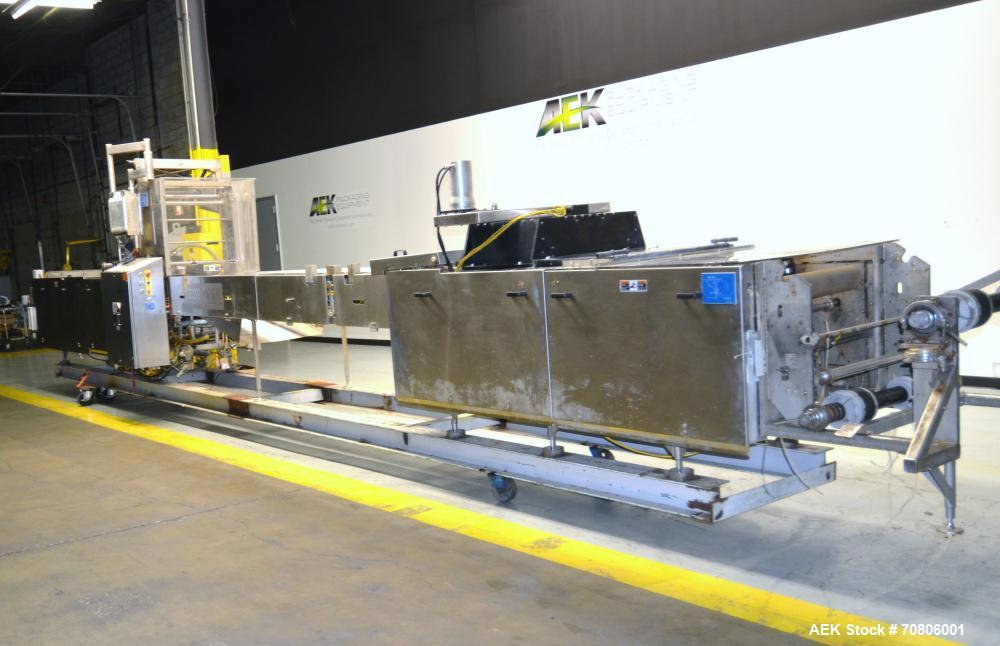 Used RapidPak Model RP-30 Horizontal Form Fill & Seal Thermoformer. Capable of up to 25 cycles per minute, up to 7"(178mm) depth of draw, up to 30"(762mm) index, maximum lift opening 7.5"(190.5mm), m...