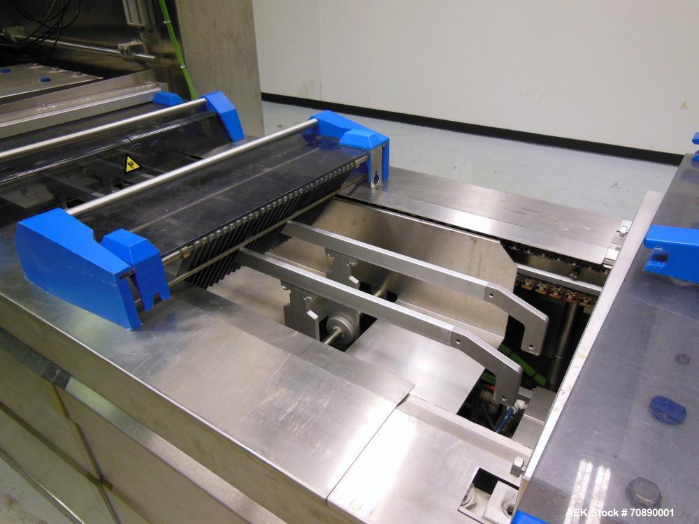Used Repak (Reiser) Model RE20/4 FB420 Horizontal Form Fill Seal Thermoform Rollstock MAP Packager. 420mm web width, 380m useable Last used in Lunch Meat Food application, mainframe substantially con...