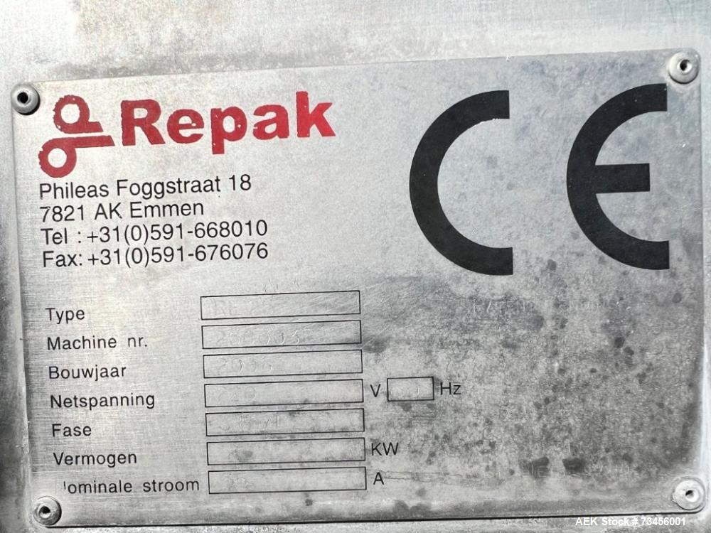 Used Repak RE25 Horizontal Thermoformer – MAP Packager, 15 CPM, 190mm Draw Depth