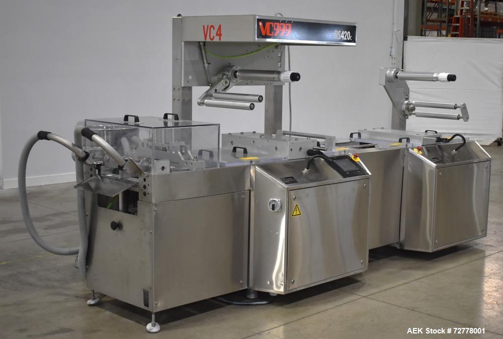 Used VC999 Model RS-420C Rollstock Compact Thermoformer. Stainless steel construction. Film width 423mm (17"). Maximum depth of draw: 50mm, 100mm, 135mm, 185mm (2"). Includes Vacuum pump, vacuum gas ...