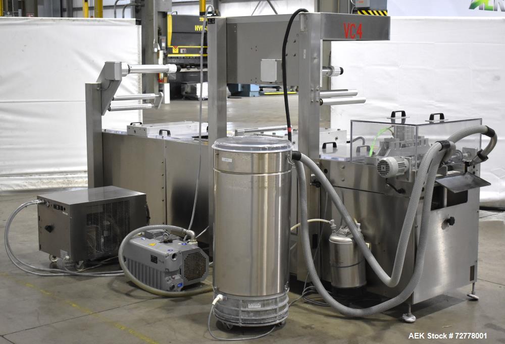 Used VC999 Model RS-420C Rollstock Compact Thermoformer. Stainless steel construction. Film width 423mm (17"). Maximum depth of draw: 50mm, 100mm, 135mm, 185mm (2"). Includes Vacuum pump, vacuum gas ...