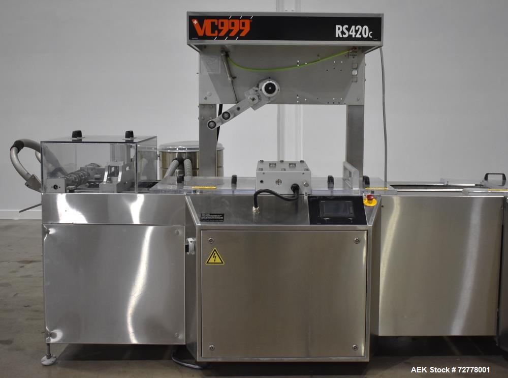 Used VC999 Model RS-420C Rollstock Compact Thermoformer. Stainless steel construction. Film width 423mm (17"). Maximum depth of draw: 50mm, 100mm, 135mm, 185mm (2"). Includes Vacuum pump, vacuum gas ...