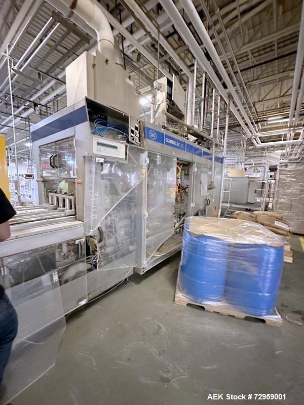 Used Combibloc (Sig) Model 112-32 Aseptic Brick Pack Cartoning Lines. The fillers are capable of running 125 ml, 150 ml, 200 ml or 250 ml cartons (with changeparts). Has Sig Beckhoff HMI with Siemens...