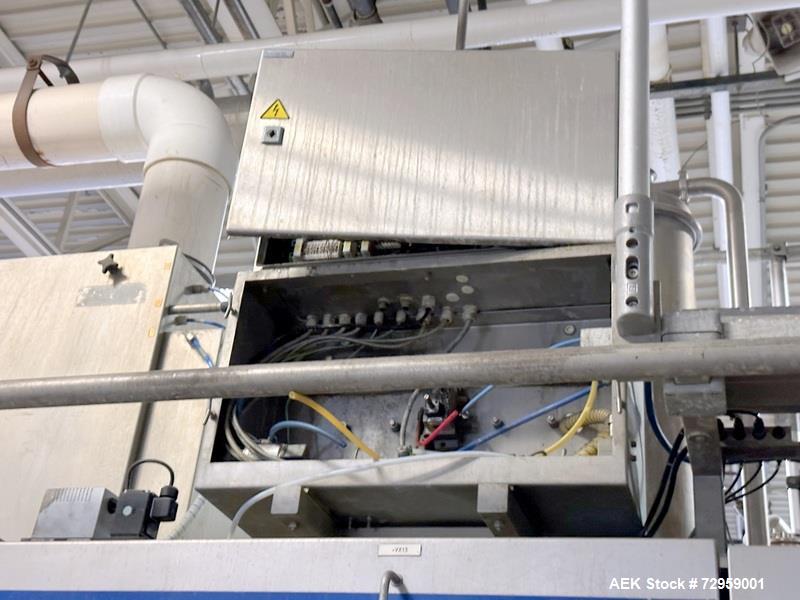Used Combibloc (Sig) Model 112-32 Aseptic Brick Pack Cartoning Lines. The fillers are capable of running 125 ml, 150 ml, 200 ml or 250 ml cartons (with changeparts). Has Sig Beckhoff HMI with Siemens...