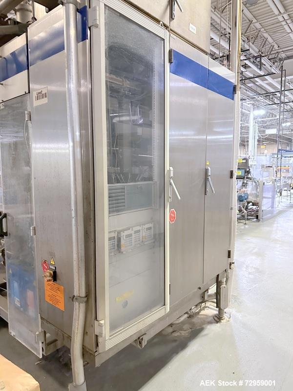 Used Combibloc (Sig) Model 112-32 Aseptic Brick Pack Cartoning Lines. The fillers are capable of running 125 ml, 150 ml, 200 ml or 250 ml cartons (with changeparts). Has Sig Beckhoff HMI with Siemens...