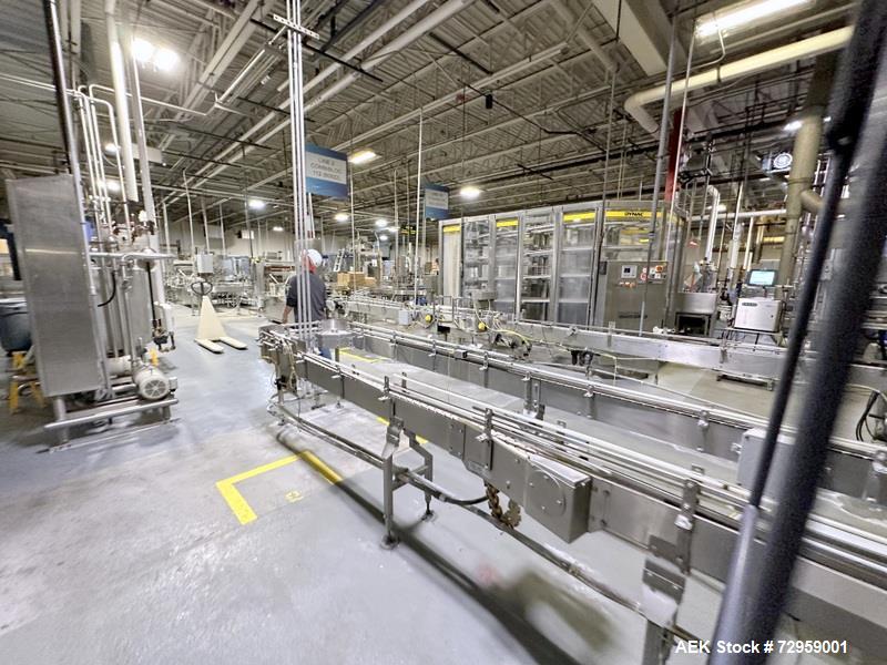 Used Combibloc (Sig) Model 112-32 Aseptic Brick Pack Cartoning Lines. The fillers are capable of running 125 ml, 150 ml, 200 ml or 250 ml cartons (with changeparts). Has Sig Beckhoff HMI with Siemens...